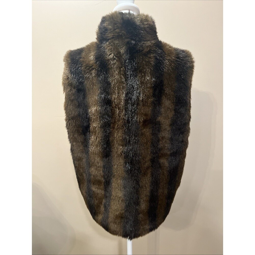 Coaco New York Faux Fur Heavy Vest Brown Mob Wife Women’s L Reversible Chic - Picture 3 of 12
